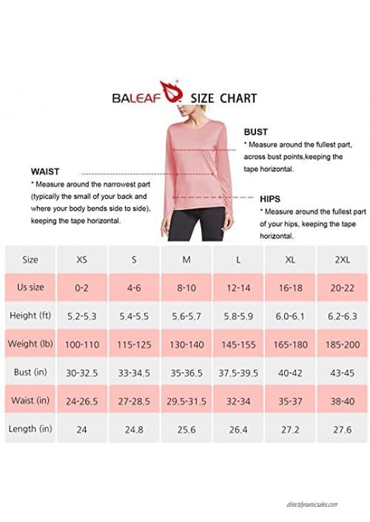 BALEAF Women's Long Sleeve UV Shirts Quick Dry Running Workout Shirts