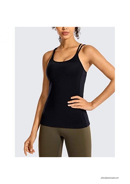 CRZ YOGA Workout Tank Tops with Built in Bra for Women Criss Cross Strappy Back Brushed Cami Yoga Shirts