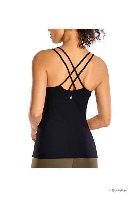 CRZ YOGA Workout Tank Tops with Built in Bra for Women Criss Cross Strappy Back Brushed Cami Yoga Shirts
