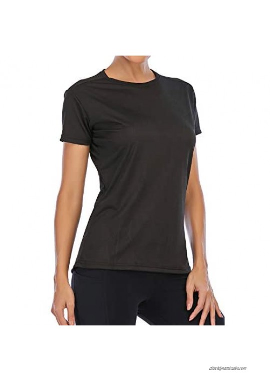Lianshp Slim Fit Womens Dri Fit Shirts Crewneck Short Sleeve Moisture Wicking T-Shirts Mesh Breathable Athletic Workout Tops