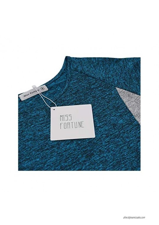 MISS FORTUNE Yoga Tops Color Block Active Workout Shirt
