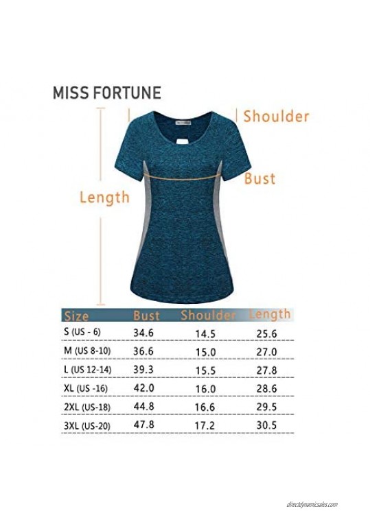 MISS FORTUNE Yoga Tops Color Block Active Workout Shirt