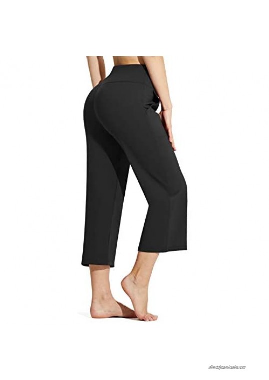BALEAF Loose Fit Capris Yoga Bootleg Pants Active Crop Casual for Women Lounge Pocketed Walking Pants