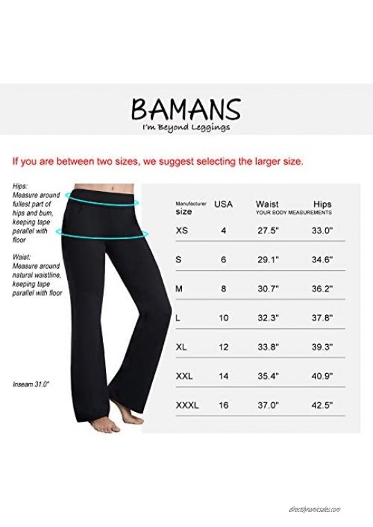 Bamans Yoga Dress Pants for Women Bootcut Slant Pockets Wide Flare Workout Long Bootleg Dress Yoga Pants