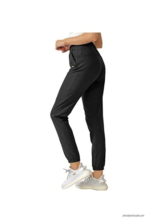 EZRUN Women's Joggers Pants Light Weight Quick Dry Water Resistant Athletic Hiking Pants with Zipper Pockets