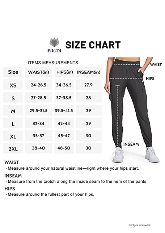 FitsT4 Women's Cargo Joggers Quick Dry Hiking Pants with Pockets Water Resistant UPF 50 Workout Athletic Pants