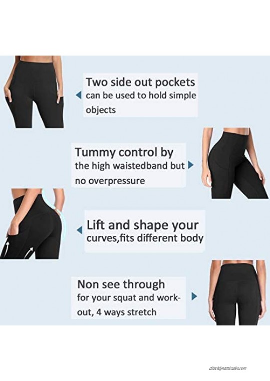 Gayhay High Waist Yoga Pants with Pockets for Women - Soft Tummy Control 4 Way Stretch Capri Leggings for Workout Running