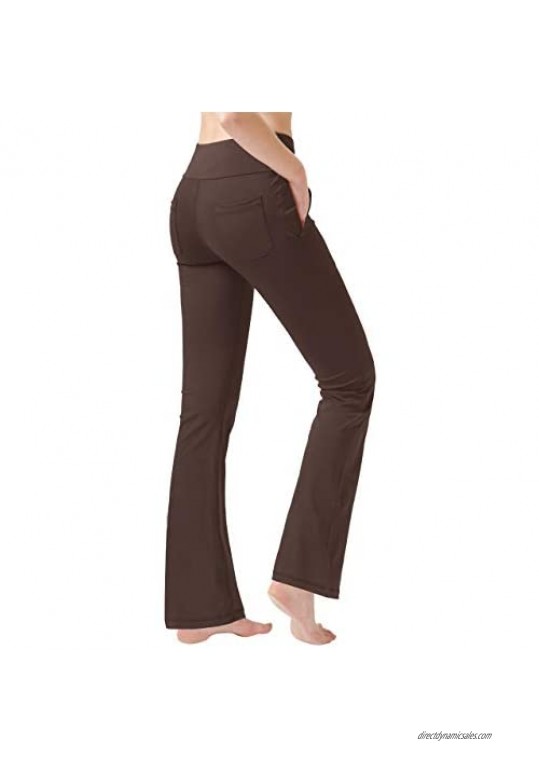 Haining Women's High Waisted Boot Cut Yoga Pants 4 Pockets Workout Pants Tummy Control Women Bootleg Work Pants Dress Pants