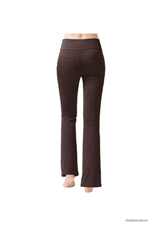 Haining Women's High Waisted Boot Cut Yoga Pants 4 Pockets Workout Pants Tummy Control Women Bootleg Work Pants Dress Pants