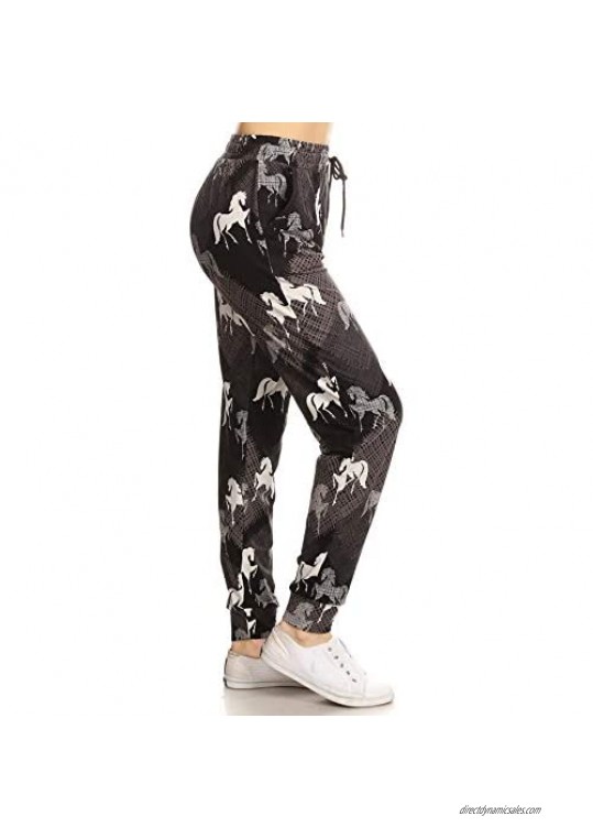 Leggings Depot Premium Women's Joggers Popular Print High Waist Track Pants (S-XL) BAT5