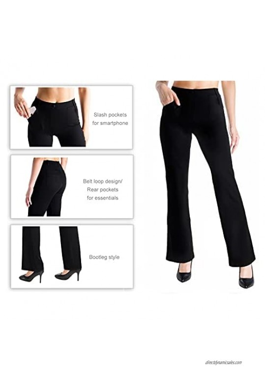 Yogipace Belt Loops Women's Petite/Regular/Tall Bootcut Dress Yoga Work Pants