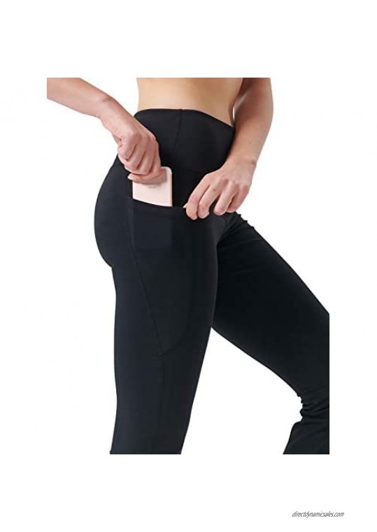Zeronic Women's High Waist Bootcut Yoga Pants with Pockets Tummy Control Workout Running Pants Long Bootleg Flare Pants