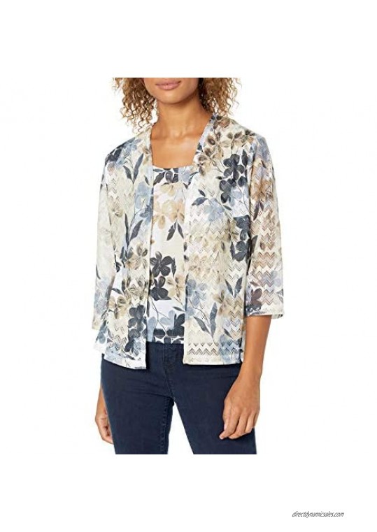 Alfred Dunner Women's Floral Patch Print Two for One Top