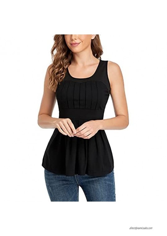 andy & natalie Women's Empire Waist Tops Summer Cropped Peasant Tank Tops Pleated Front Blouses Shirts