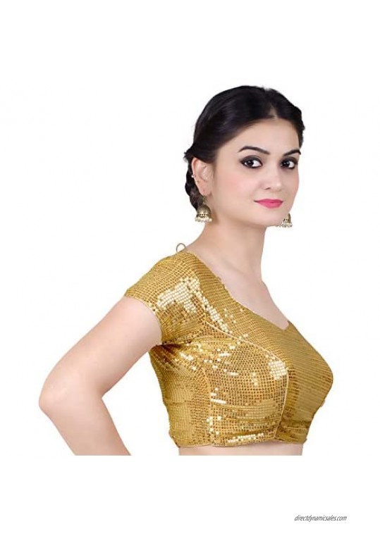 Chandrakala Women's Party Wear Bollywood Readymade Indian Style Saree Blouse Padded Brocade Choli (B107)