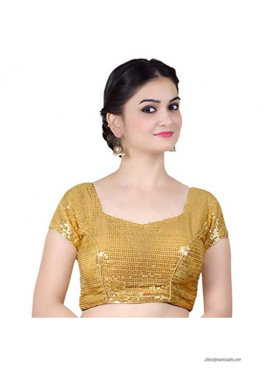 Chandrakala Women's Party Wear Bollywood Readymade Indian Style Saree Blouse Padded Brocade Choli (B107)