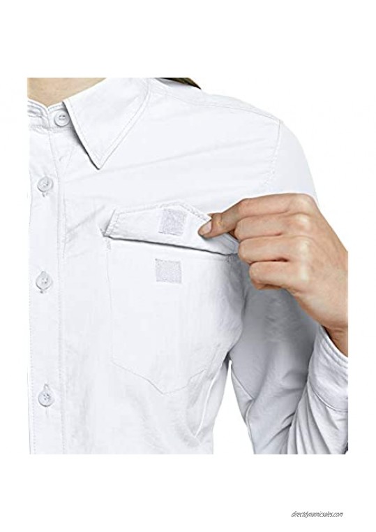 CQR Women's UPF 50+ Long Sleeve Hiking Shirts Quick Dry Outdoor UV/Sun Protection Button Down Shirts
