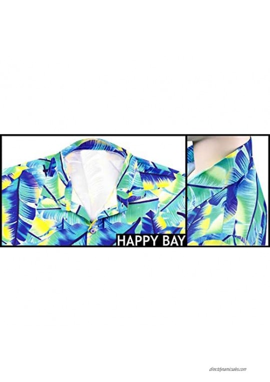 HAPPY BAY Women's Tropical Hawaiian Camp Aloha Shirt Regular Fit Short Sleeve