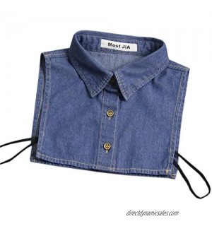 Joyci Unisex New Hot Pure Cotton Denim Half Shirt Fake False Collar Detachable