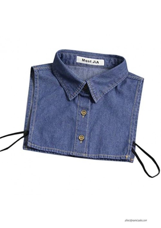 Joyci Unisex New Hot Pure Cotton Denim Half Shirt Fake False Collar Detachable