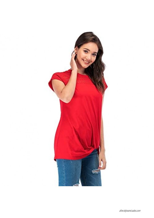 MSHING Women's Casual Short Sleeve V Neck Summer T Shirts Loose Basic Cute Tee Tops