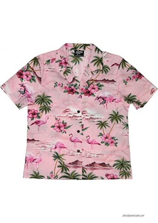 RJC Women's Flamingo Paradise Hawaiian Camp Shirt