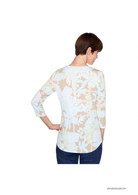 Ruby Rd. Women's Petite Eclectic Floral Puff Top