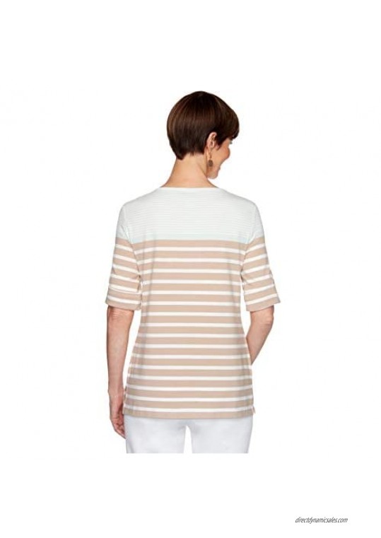 Ruby Rd. Women's Striped Color Blocking Top