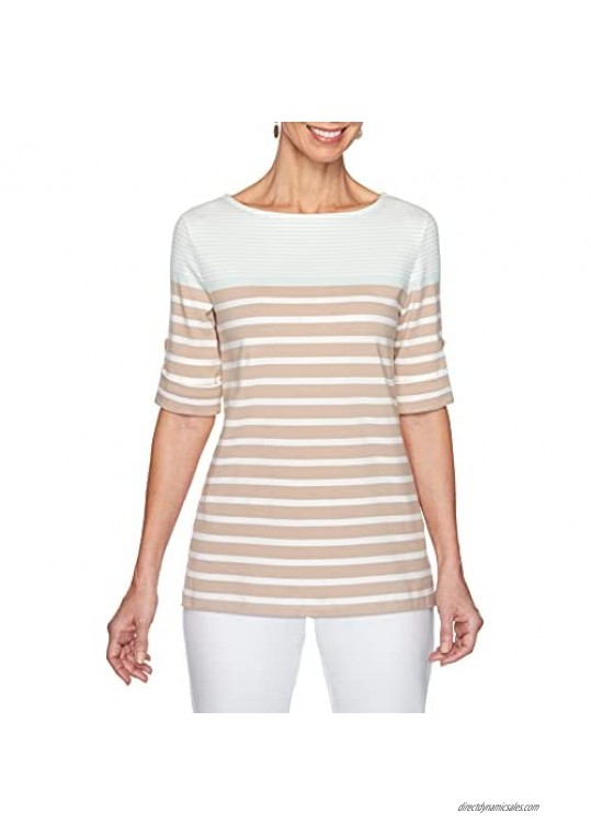 Ruby Rd. Women's Striped Color Blocking Top