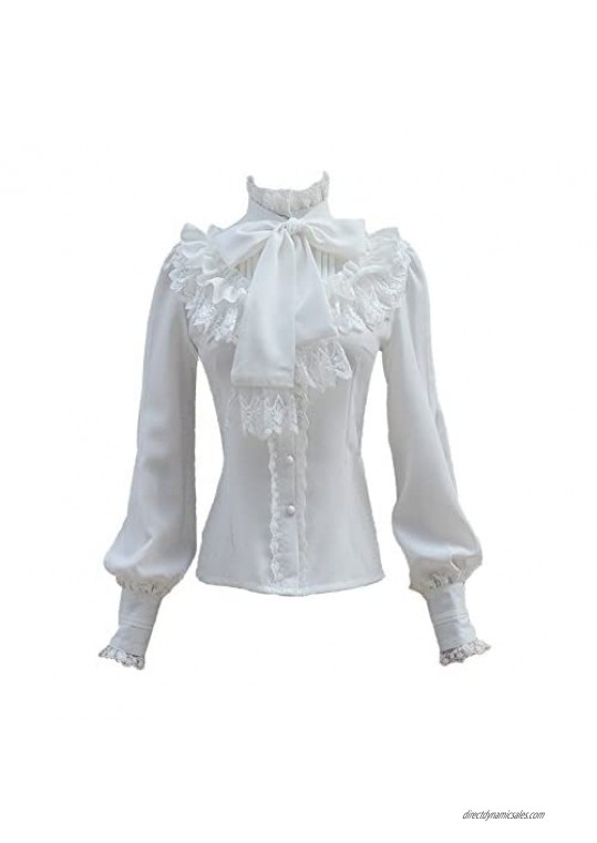 Smiling Angel Chiffon Ruffle Lace Bow Tie Vintage Gothic Lolita Casual Shirt Blouse