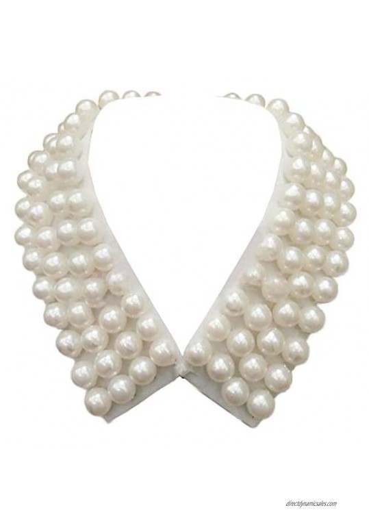 Vpang Stylish Detachable Pearl Layers Bib Stand Collar Blouse False Collar Choker Peter Pan Necklace Fake Collar Cloth Accessory