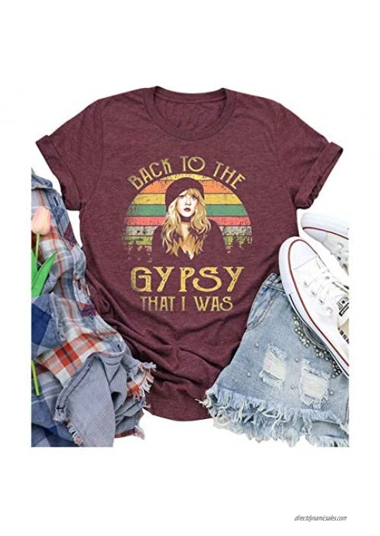 Women Vintagae T Shirt Back to The Gypsy That I was Stevie Shirt Nicks Graphic Music Tees Shirt Rock Band Tops Blouse