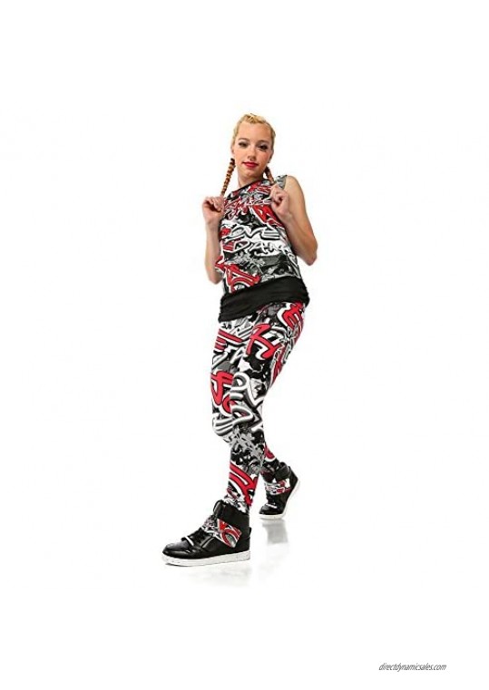 Alexandra Collection Womens Graffiti Athletic Hip Hop Workout Leggings