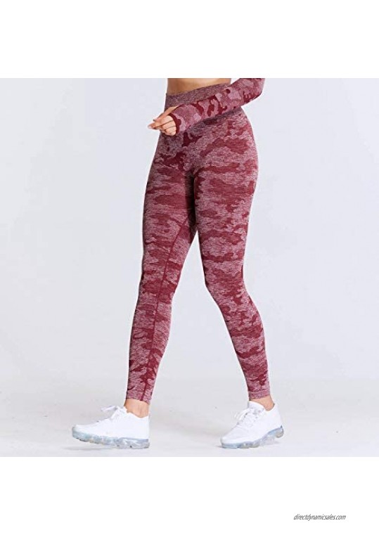 Aoxjox Yoga Pants for Women Workout High Waisted Gym Sport Camo Seamless Leggings