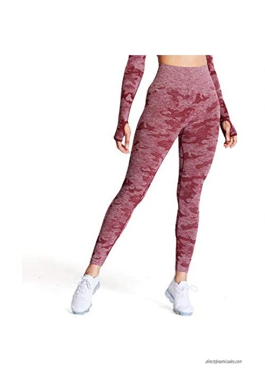 Aoxjox Yoga Pants for Women Workout High Waisted Gym Sport Camo Seamless Leggings