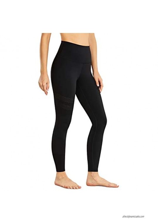 CRZ YOGA Women's Naked Feeling Ventilation Holes Workout Pants Color Block High Waisted Leggings with Pocket - 25 Inches