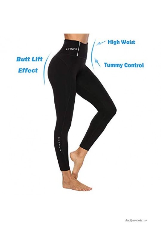 JOYSPELS High Waist Yoga Pants with 2 Pockets - Fashion Safety Night Reflector Workout Leggings for Women