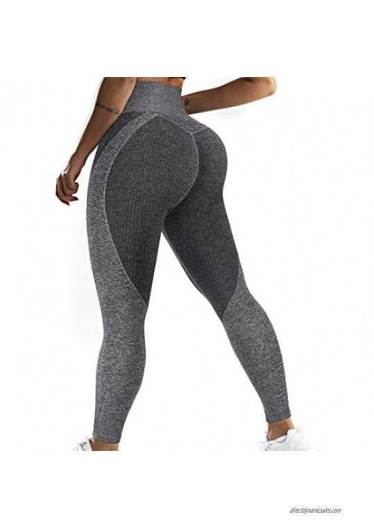 RUUHEE Women Anti Cellulite TIK Tok Ribbed Seamless Leggings High Waisted Workout Yoga Pants