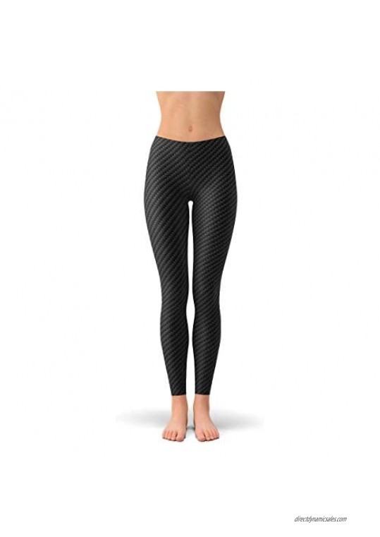 Satori Stylez Carbon Fiber Leggings for Women Mid Rise Full Length Waist Black Workout Pants