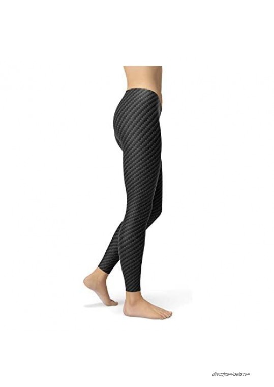 Satori Stylez Carbon Fiber Leggings for Women Mid Rise Full Length Waist Black Workout Pants