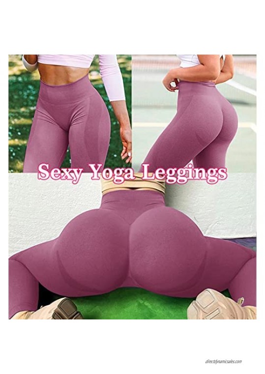 Women Seamless Leggings High Waisted Workout Gym Butt Lifting Tummy Control Smile Contour Yoga Pants Tights