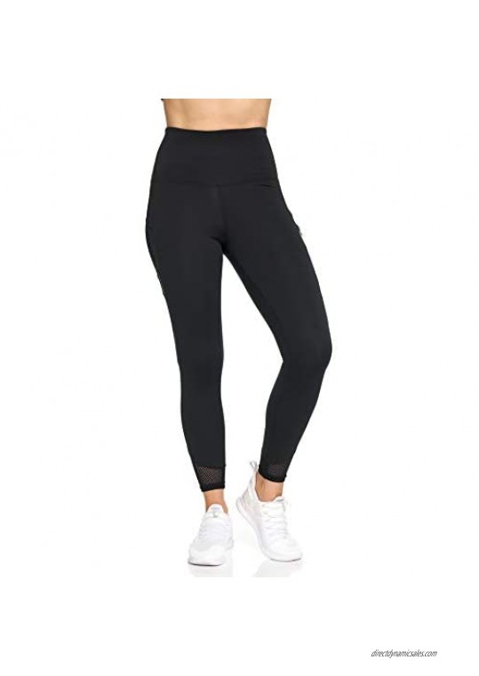 Women's Active Pants- Leggings with Mesh & Pocket on Back & Sides Tummy Control