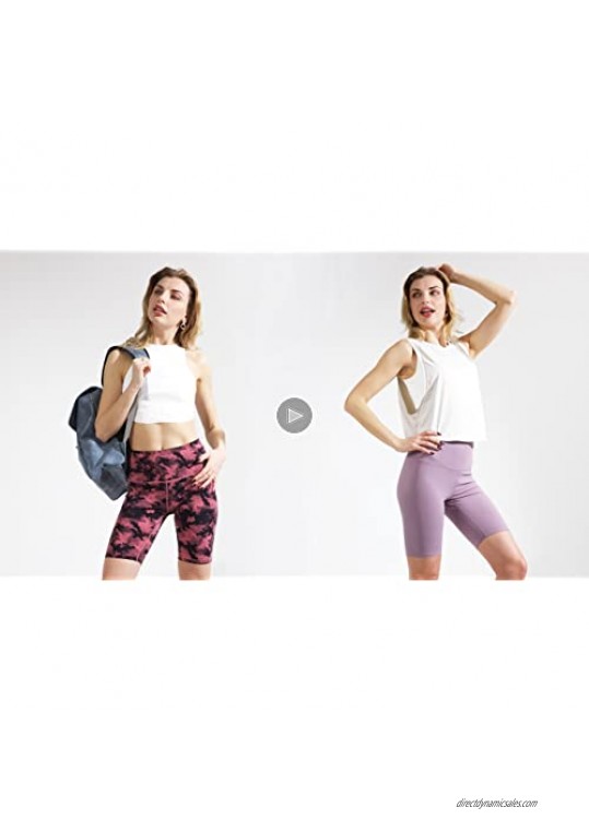 AJISAI Biker Shorts for Women High Waisted Print Yoga Workout Compression Shorts-9