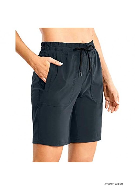 CRZ YOGA Women's Lightweight Hiking Athletic Bermuda Knee Length Shorts Quick-Dry Workout Shorts with Pockets - 9 Inches