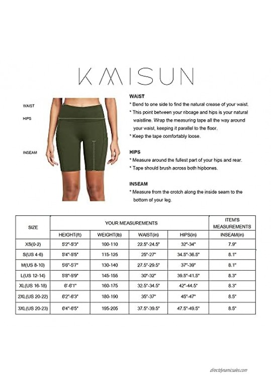 KMISUN Workout Shorts for Women with Pockets Running Biker Yoga Shorts
