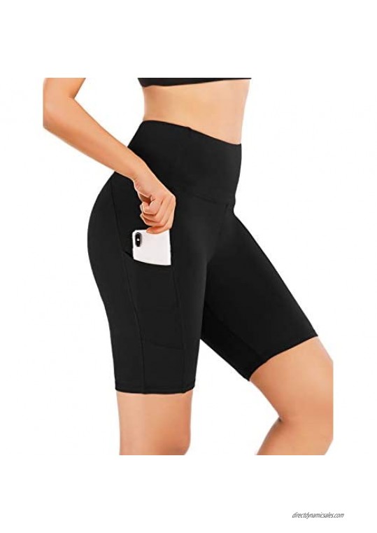 LouKeith Womens Shorts Workout Biker Athletic Running Yoga Compression High Waist Tummy Control Shorts with Pockets