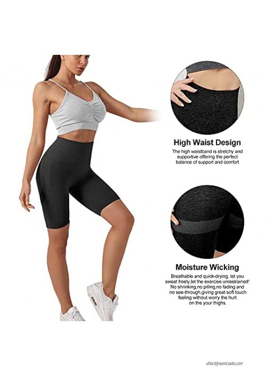 Lushforest Women's High Waist Yoga Shorts Butt Lifting Tummy Control Seamless Workout Short