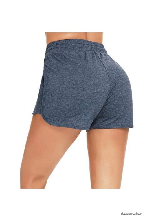 LYHNMW Women Active Yoga Shorts Fitness Sports Shorts Running Athletic Gym Workout Shorts Lounge Shorts 1-3Pack