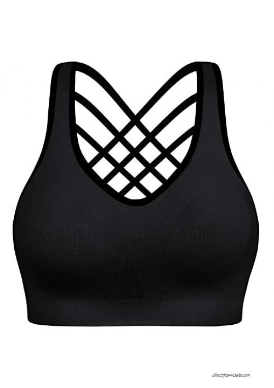 BHRIWRPY Cute Push Up Padded Strappy Sports Bras for Women Comfortable Bra for Activewear Color Black Size