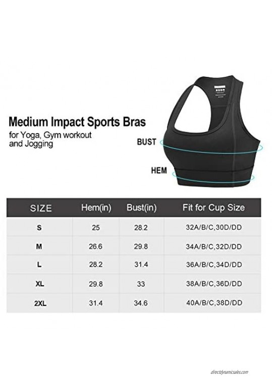 CLUCI Medium Impact Racerback Sports Bras for Women，Padded Women's Sports Bra